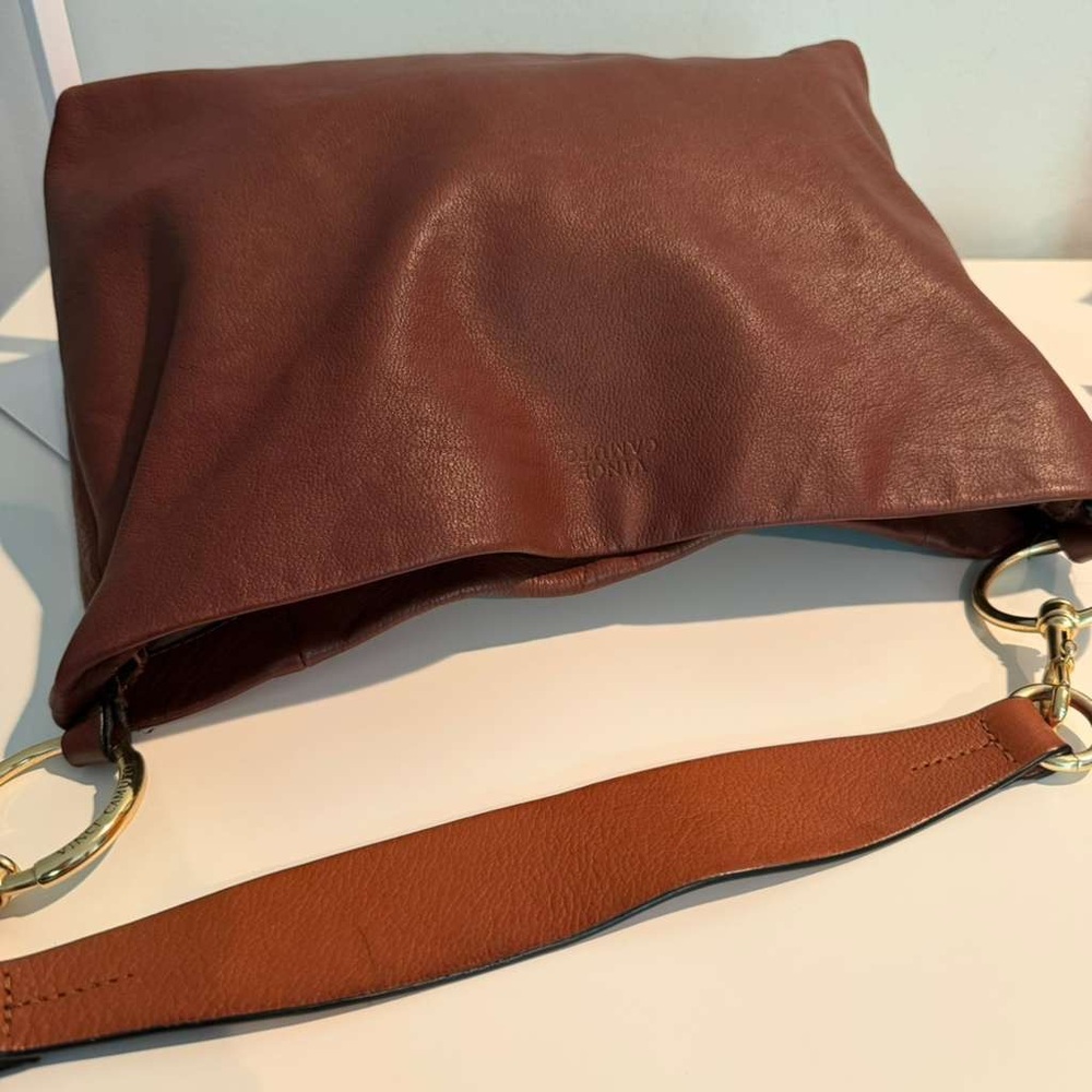 Vince Camuto Brown Leather Hobo Shoulder Bag - Picture 3 of 7
